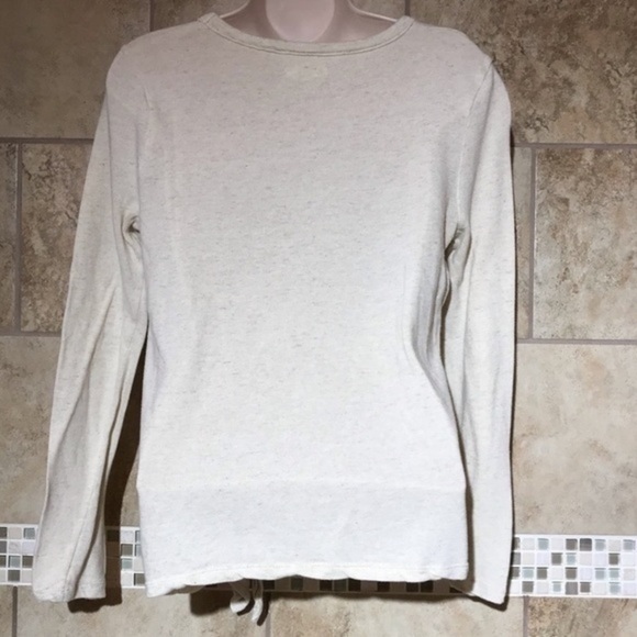 Madewell Side Tie Long Sleeve Shirt M cream heathered - Picture 4 of 6